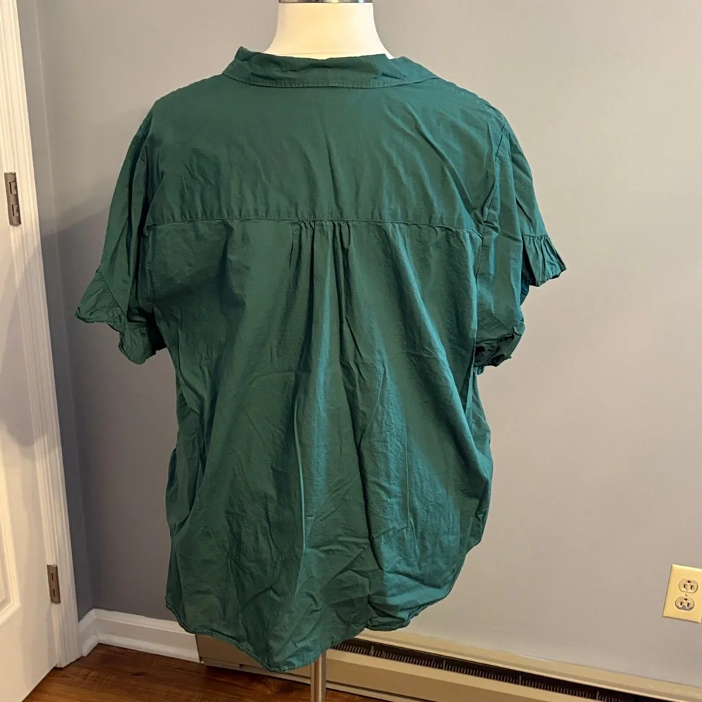 Lane Bryant Emerald Green Short-Sleeve Button Front Blouse - Picture 4 of 6